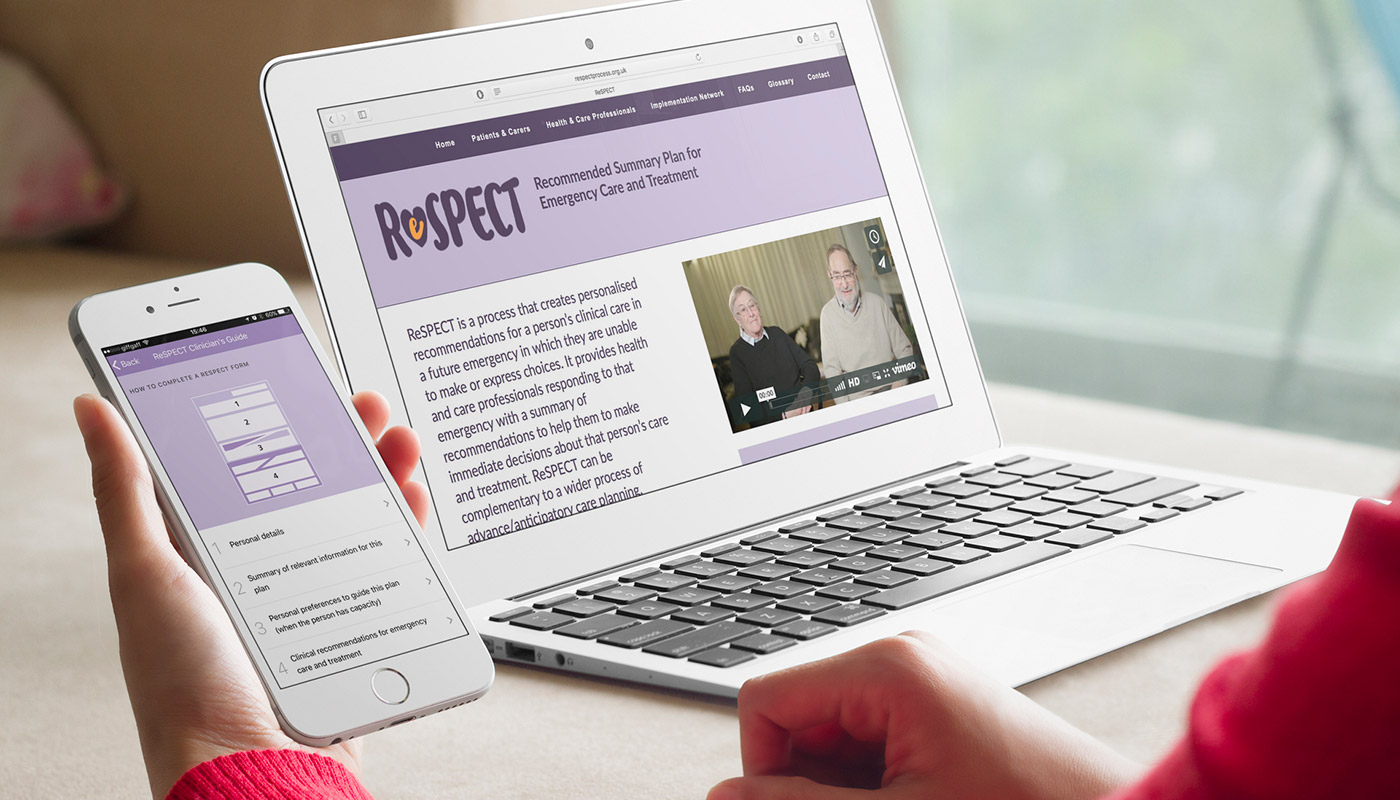 Mock up of the ReSPECT website on a laptop and phone